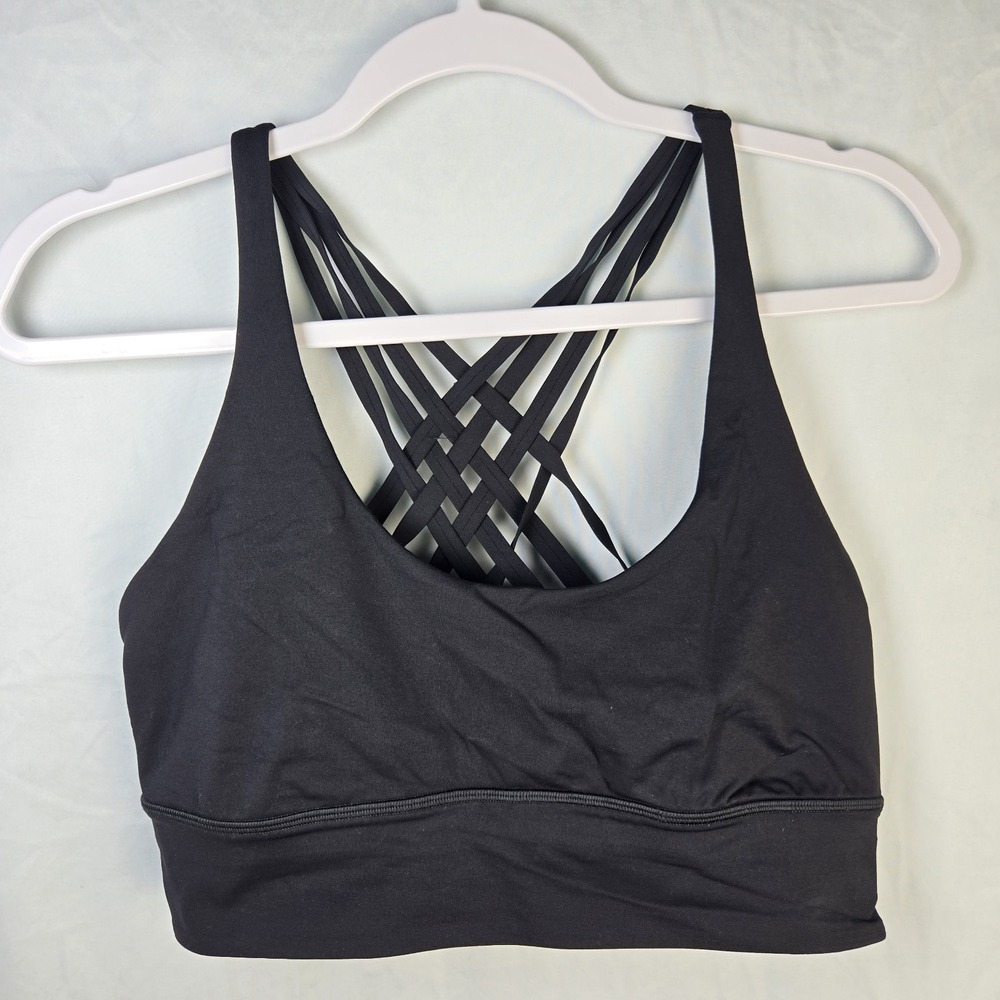 Lululemon Free To Be Moved Bra Size 12 Black Yoga Athleisure Run Work Out Lounge